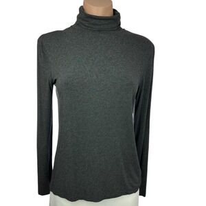 Chico's Size 0 or S Heather Gray Turtleneck Top Long Sleeve  Stretch Pullover